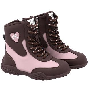 ELLEkids童靴 儿童马丁靴2026春秋新款女童拼色拳击鞋小女孩靴子