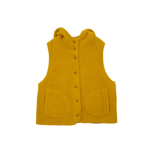 忘城N963座/冬日暖阳/冬季双层摇粒绒马甲小个子无袖连帽外套女