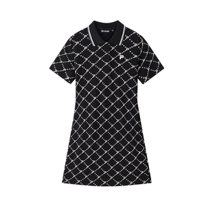 FILA FUSION斐乐潮牌女子针织连衣裙2026夏季新款满印纯棉POLO裙