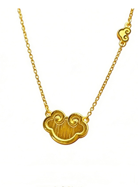 祥云如意锁项链女款2025年新款18k金平安锁长命锁黄金色锁骨链子