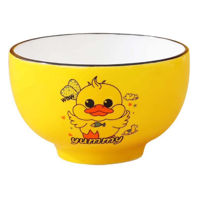 小黄鸭碗家用可爱少女心儿童卡通陶瓷碗黄色创意个性吃饭餐具套装