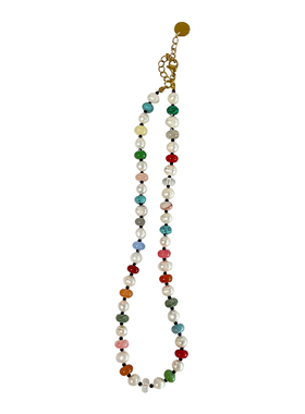 天然珍珠松石串珠项链