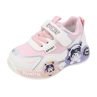 库洛米女童运动鞋加绒2025秋冬季新款儿童二棉鞋卡通中小童宝宝鞋