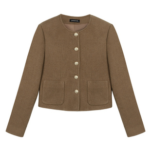 pusumede 法式圆领小香外套女秋冬季高级感气质温柔短款开衫上衣