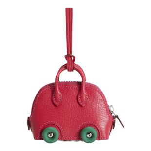 进口真皮手工蜡线缝制欧美风轻奢mini保龄球包包挂件车载挂饰吊饰