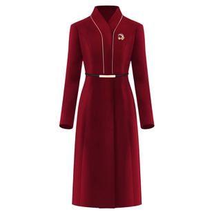 空姐制服冬季职业高端毛呢大衣中长款售楼处物业客服工作服羊毛厚