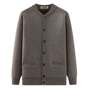 啄木鸟中老年半高领羊毛衫加绒加厚秋冬爸爸一体绒圆领毛衣男外衣