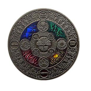 纽埃生命树阵图阴阳太阳神镍古银硬币 单手把玩工艺月亮币纪念币