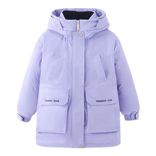 象老大女童羽绒服2025新款活面可脱派克工装儿童冬装外套加厚洋气