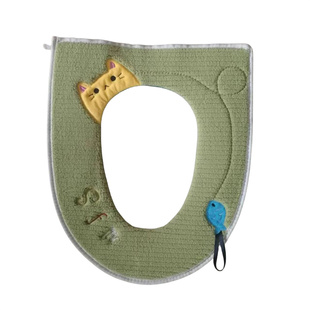 舒服猫马桶垫大中小通用型毛绒北欧色时尚坐厕垫坐便套家用拉链款