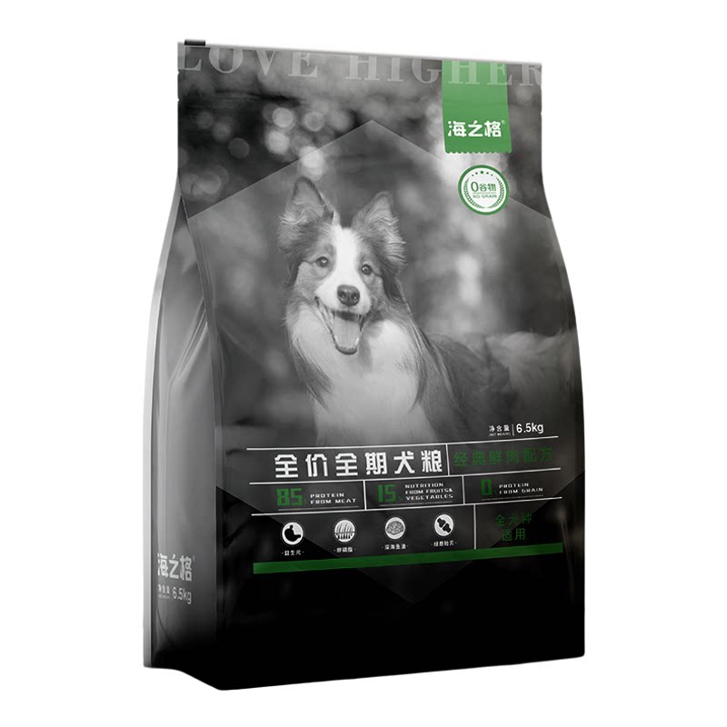 海之格犬粮狗粮鸡肉鸭肉牛肉牛肝鳕鱼通用干粮鸡肉经典鲜肉6.5kg