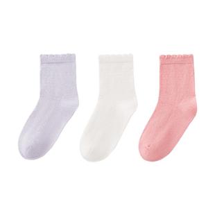 全棉时代儿童纯棉袜子夏季新款5A抗菌中筒袜男女童袜子 3双装