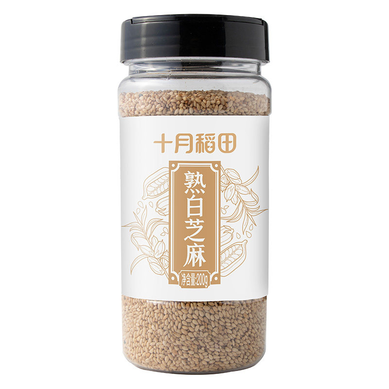 十月稻田熟白芝麻干吃即食200g撒料烘焙五谷杂粮罐装办公零食