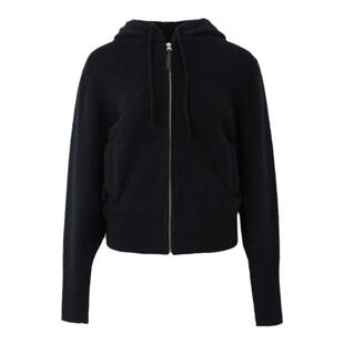 SMIIILE慵懒风柔软澳洲羊毛混纺连帽毛衣女秋冬内搭针织开衫外套