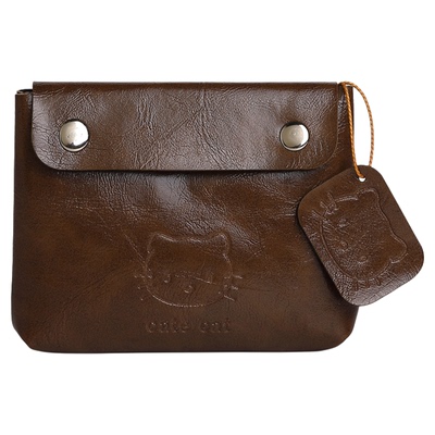 KT小猫手工复古皮质零钱包女可爱迷你便携耳机钥匙证件随身小卡包