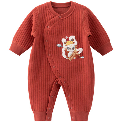 木生棉冬季夹丝哈衣宝宝