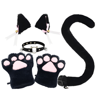 可爱发夹猫尾套装二次元装扮cosplay毛绒兽耳配饰儿童漫展演出服