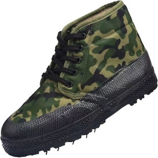 冬季加绒解放鞋男高帮工地棉胶鞋迷彩劳保鞋专用棉鞋防滑耐磨防水