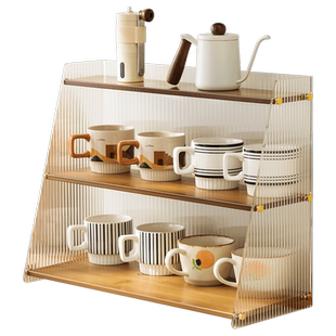 杯子收纳置物架桌面放水杯收藏架餐桌吧台家用茶杯架双层沥水杯架