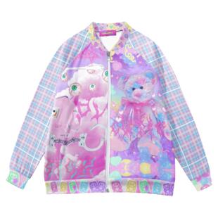 粉黛熊/Y2k棒球服外套女春秋2023秋装新款美式复古风可爱休闲上衣