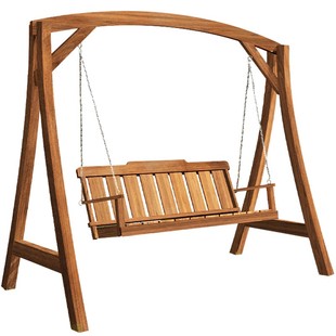 农村院子里的秋千室外荡秋千户外庭院防腐木吊椅大人防水防晒摇椅