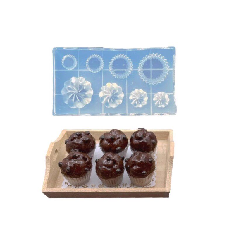 迷你微缩食玩纸杯蛋糕托硅胶模具小蛋糕甜品奶油uv胶超轻粘土模具