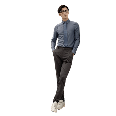 绵羊毛商务通勤百搭灰蓝色衬衣