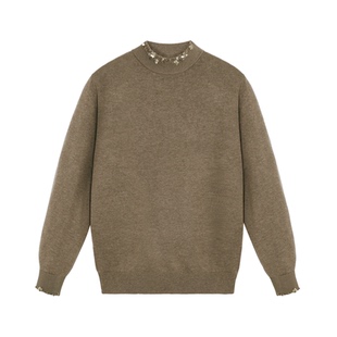 金烁 复古半高领法绣钉珠百搭针织打底毛衣 山谷少年设计师男装