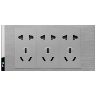 拉丝灰色118型开关插座面板带usb暗装五孔插20孔自由组合模块家用
