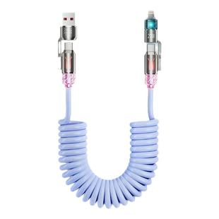 适用于车载CarPlay投屏充电线百度CarLife四合一伸缩弹簧转换线超级快闪充线汽车机导航互联用安卓17可定制线