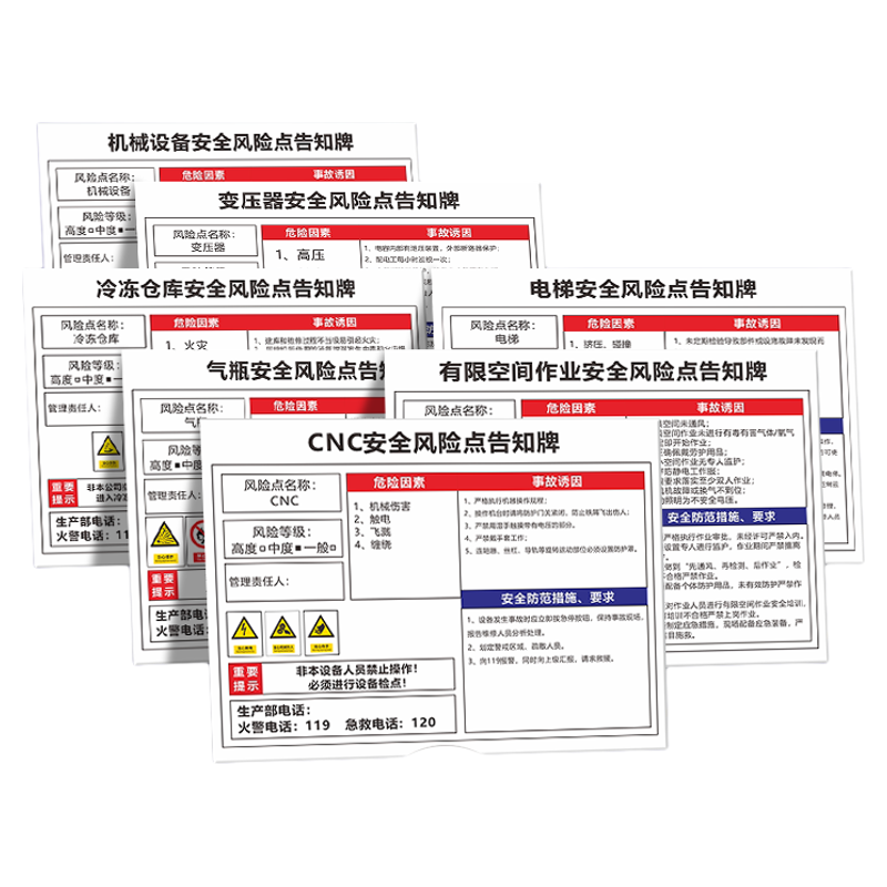 安全风险点告知牌卡机械设备配电房机床注塑机空压机警示牌工厂生产车间仓库有限受限空间职业危害告示标识牌
