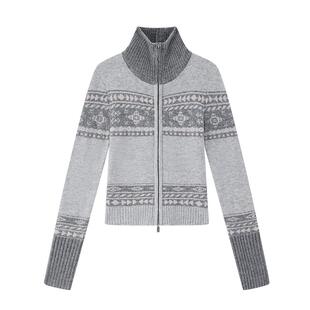 徐紫茵同款ablueberry费尔岛毛衣外套女提花针织衫韩系复古上衣