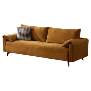 中古风布艺沙发小户型客厅卧室公寓灯芯绒直排双三人大象耳朵沙发