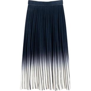 【播奥莱】播春新品商场同款渐变设计气质休闲百搭时尚百褶半裙