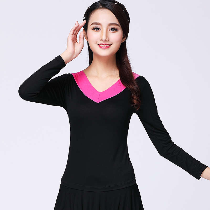 秋冬广场舞服装加厚女2022新款长袖莫代尔上衣跳舞服练功舞蹈瑜伽