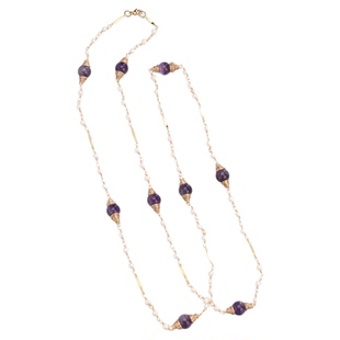 SPECIAL紫水晶毛衣链淡水珍珠项链叠戴颈联眼镜链手链2026年新款