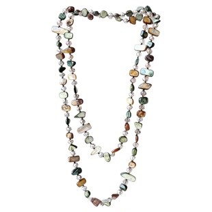 百搭不规则彩珠贝壳项链奢华高级感叠戴毛衣链女秋冬复古服装配饰