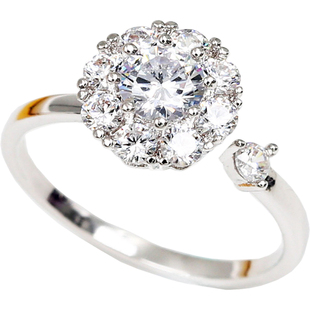 仿真钻石戒指女食指开口会转的旋转钻戒网红单身时来运转活扣指环