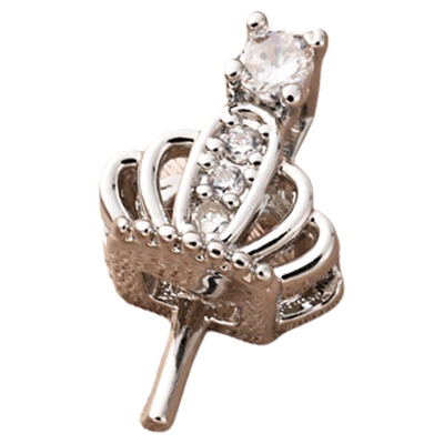 高保铜镀白金镶锆吊坠扣半孔珠托