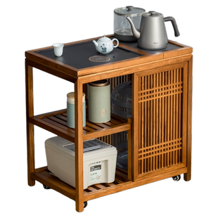 樱桃木移动茶水柜家用实木茶水台客厅沙发边几阳台烧水壶一体侧柜