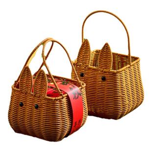 2025中秋月饼包装盒礼盒冰皮鲜肉送礼藤编织篮手提蛋黄酥礼品篮