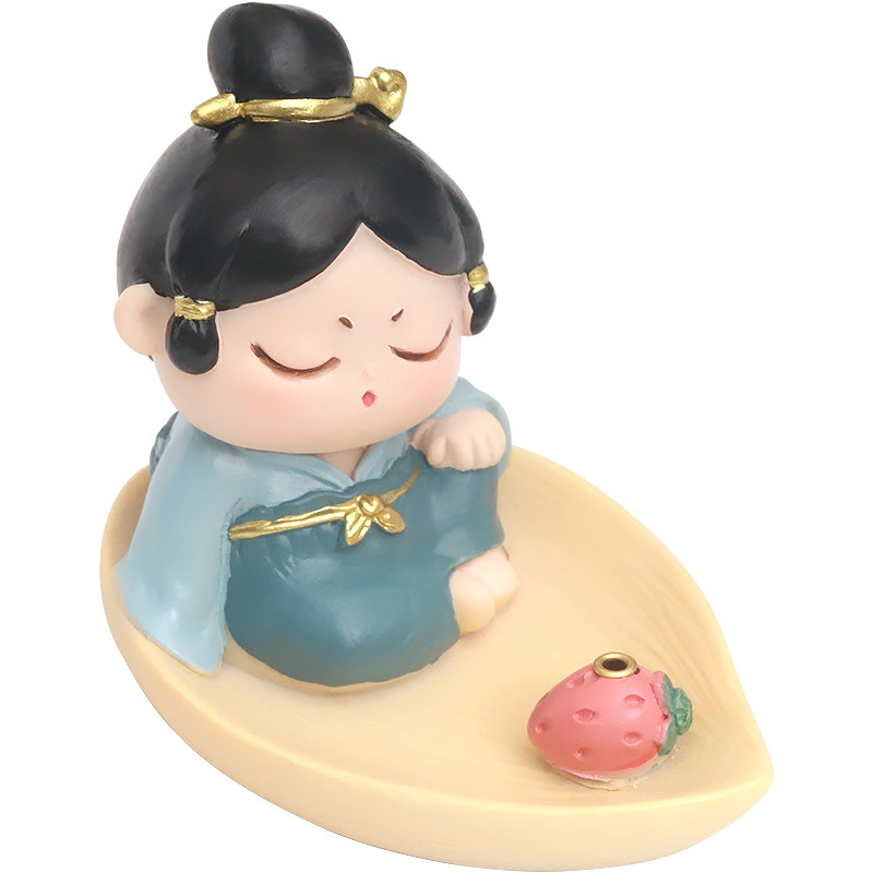 唐小圆香插盘香座线香插创意可爱香托可爱唐仕女底座桌面香盘托盘