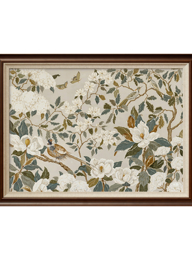 闲庭芳羽】美式卧室装饰画法式中古风床头画餐厅斗柜挂画花鸟壁画