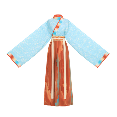 花朝记｜丹霞｜晋制汉服曲领襦破裙交窬裙印花人棉天丝传统日常风