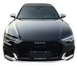 适用新款奥迪A6L改装C8车身装饰前雾灯前杠防撞条雾灯装饰框亮条