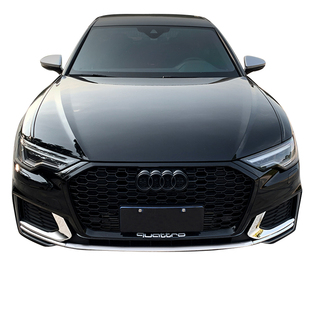 适用新款奥迪A6L改装C8车身装饰前雾灯前杠防撞条雾灯装饰框亮条