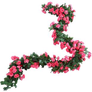 花藤仿真玫瑰花假花藤条藤蔓塑料花空调管道室内阳台装饰花藤吊顶