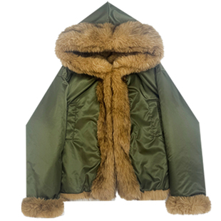 派克服两面穿环保皮草外套女2025新款海宁年轻款小个子加厚棉服冬