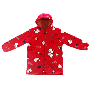 秋冬季儿童宝宝罩衣加绒加棉水晶绒拉链带帽棉袄反穿衣女童