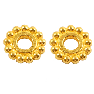 纯18k金隔片隔珠垫片古法老金文玩黄金散珠手工绳手串diy手链配件